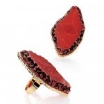 Z Gold Colour Coral Bead Adjustable Ring