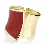 Z Shiny Gold Colour Hinge Bangle With Red Snake Skin Effect