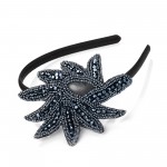 Z Elegant Hematite Grey Tone Glass Bead Motif Headband