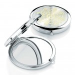 Z Shiny Rhodium Colour Compact Mirror With Gold Colour Design
