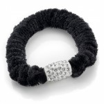 Z Mini Black Velvet Look Elasticated Scrunchie With Crystal Barrel Motif