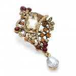 Z Burnished Gold Colour Brown Tone Crystal Brooch