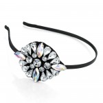 Z Crystal And AB Crystal Colour Bead Motif Black Headband