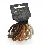 Z Eight Brown Tone Ribbed Hair Elastics