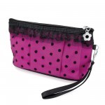 Z Fuchsia Pink With Black Lace Effect Make Up Bag