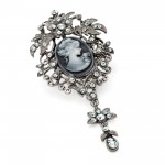 Z Hematite Grey Crystal Cameo Brooch