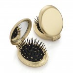 Z Metallic Gold Colour Folding Brush And Compact Mirror