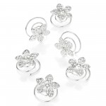 Z Six Piece Silver Colour Crystal Flower Hair Swirl Set